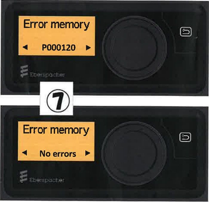 Error memory / P000120, and Error memory / No errors